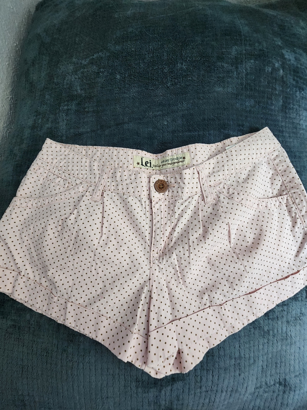 lei Light Pink Polka Dot High Waist Women’s Shorts